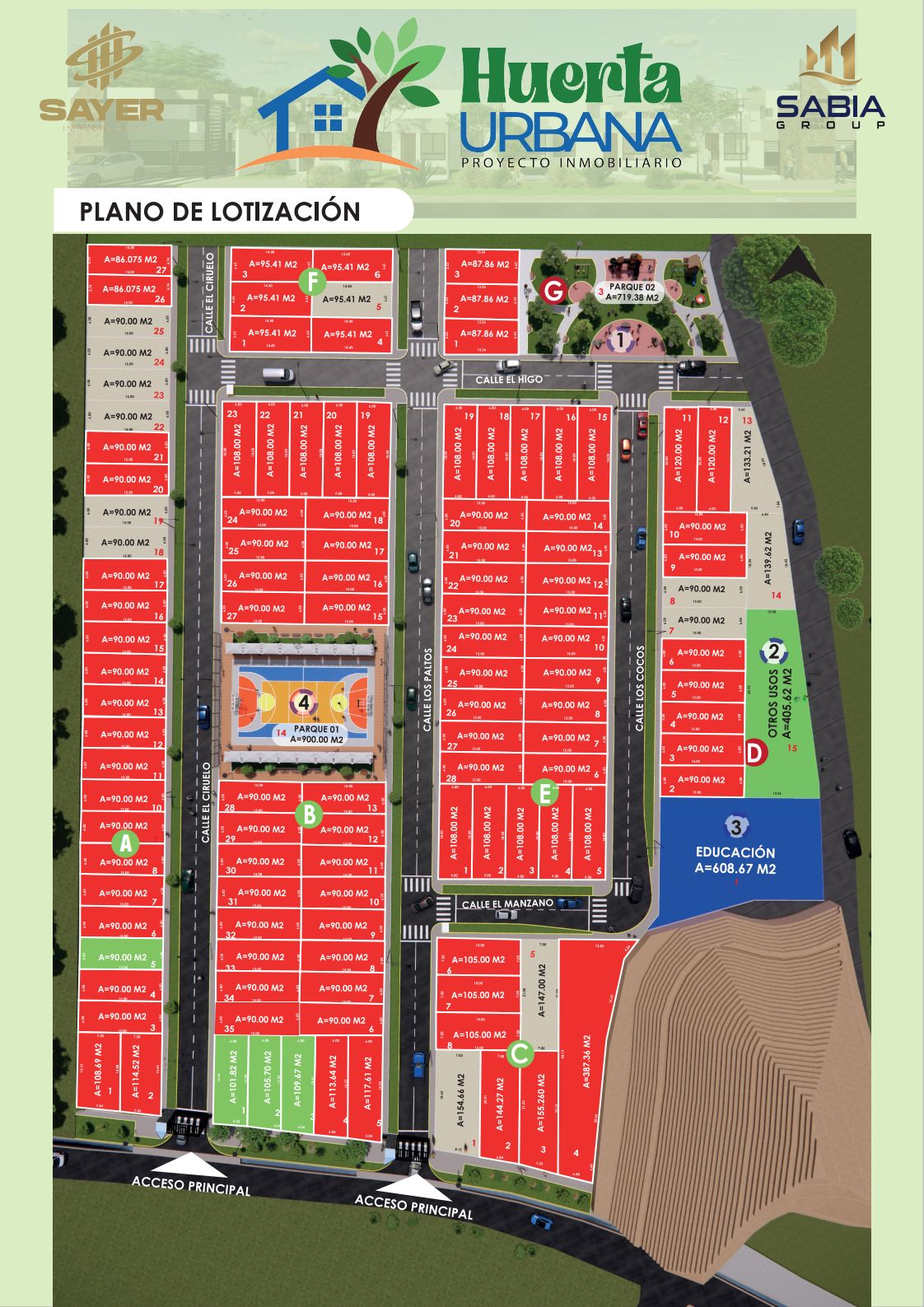 Plano de lotización de Huerta Urbana